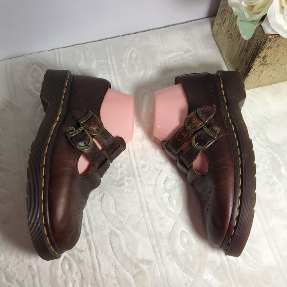 SOLD Dr Doc Martens Mary Jane Sandals Brown - Picture 3 of 8